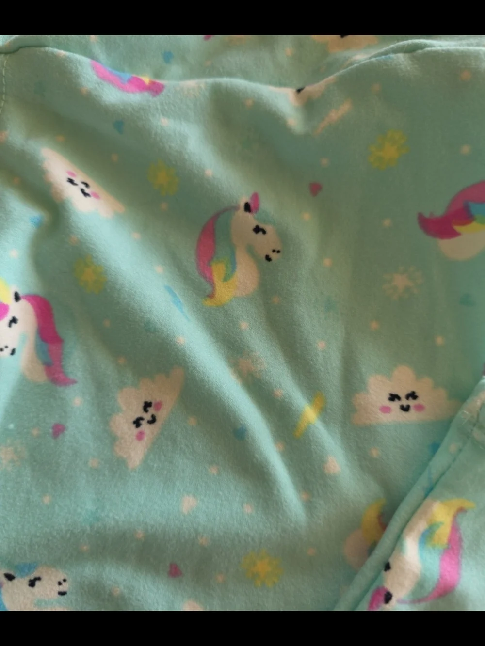 Kids Unicorn Print Light Aqua Leggings